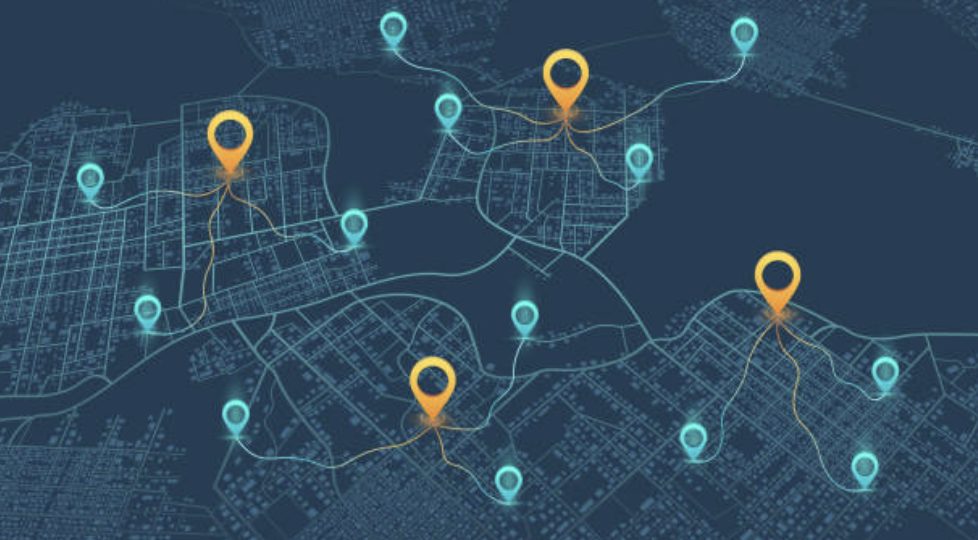 Digitalt kart med GPS-markører som viser vekterposisjoner i sanntid